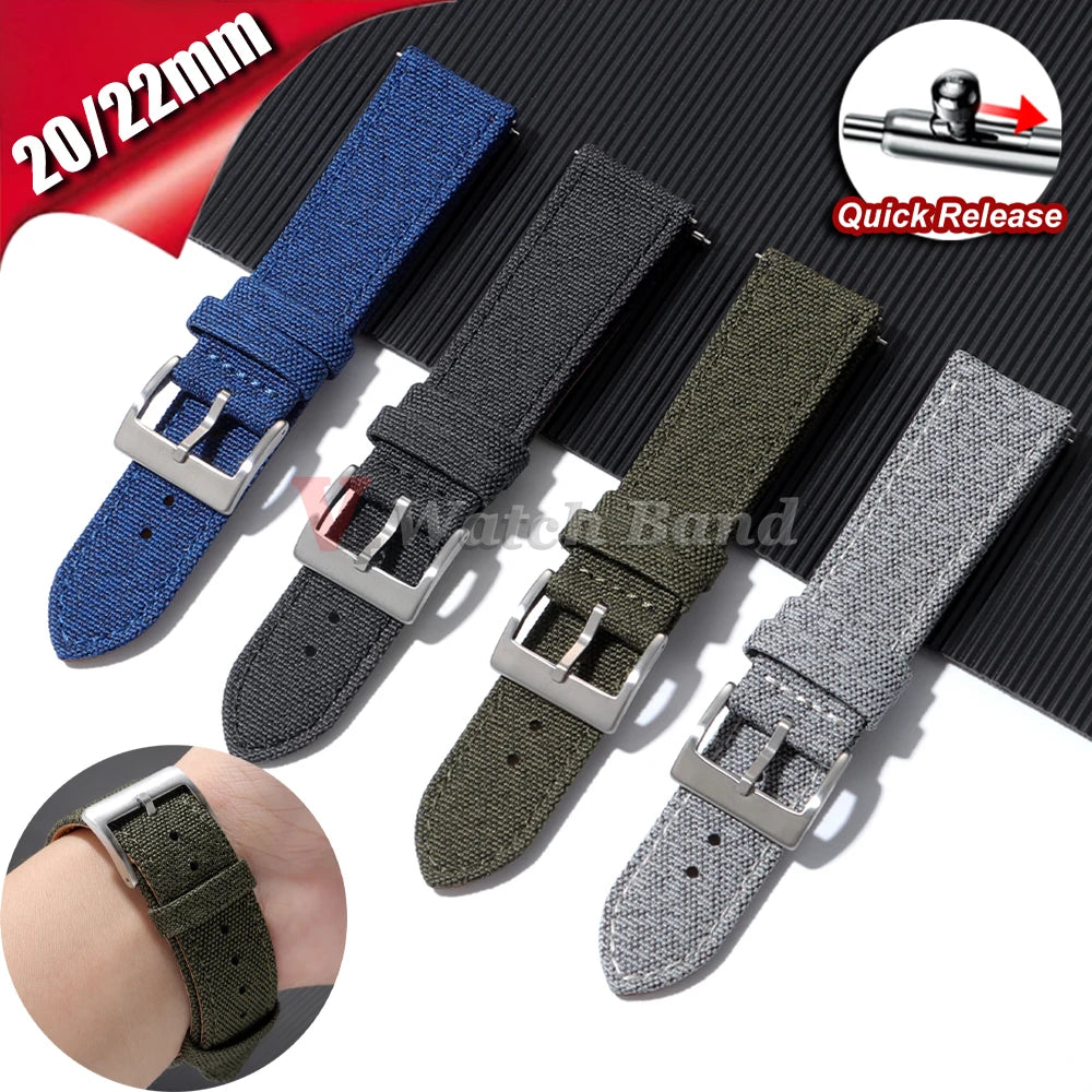 High Quality Quick Release Watch Band for Seiko Quick Release Watchband for Samsung Galaxy Watch 6/5/4 Canvas Universal Straps