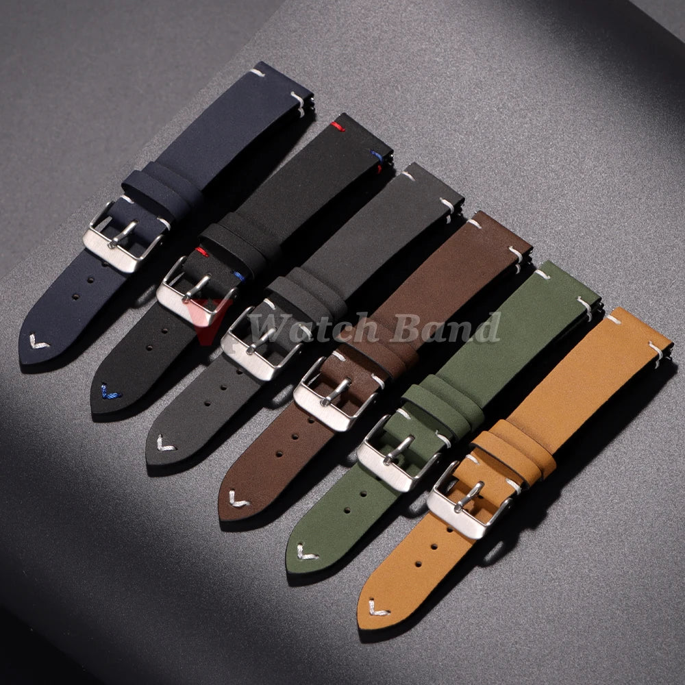 20mm 22mm Vintage Leather Watch Band Quick Release Straps Stitching Cowhide Strap for Omega Replacment Wrist Bracelet for Seiko