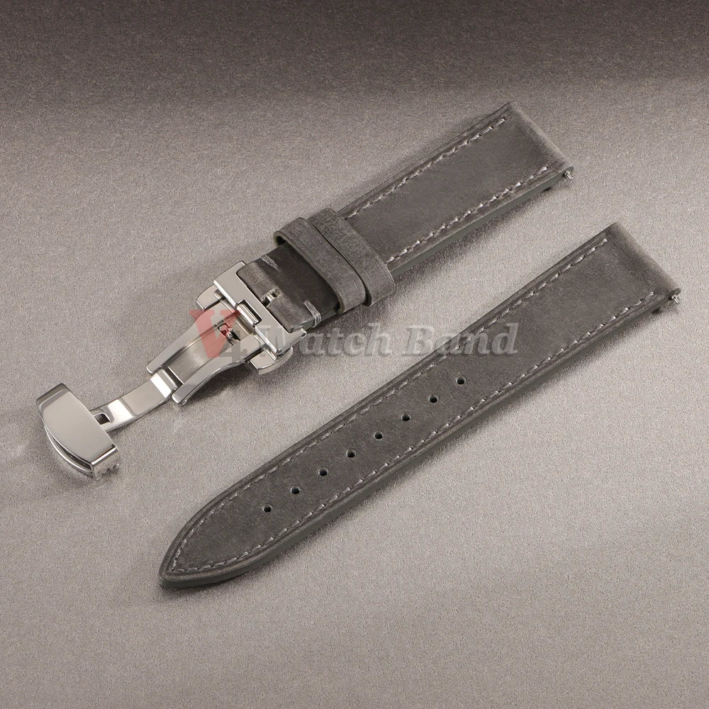 18/19/20/21/22/24mm Vintage Leather Watch Band Butterfly Buckle Stitching Cowhide Strap for Omega for Wrist Bracelet for Seiko