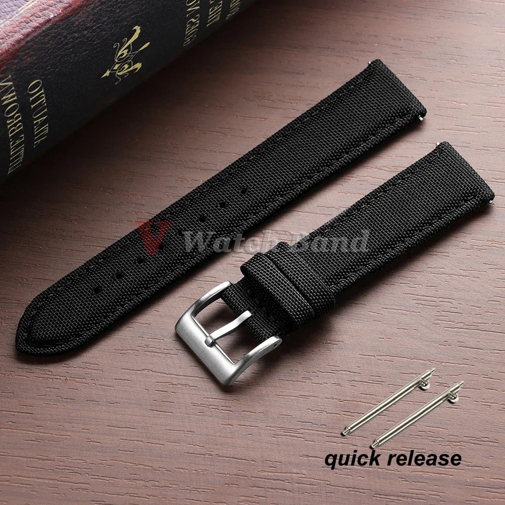 20mm 22mm Sailcloth Watch Strap Nylon Watchband Quick Release Waterproof Nylon Bracelet Two-Sided Canvas Band Sport Belt for Men