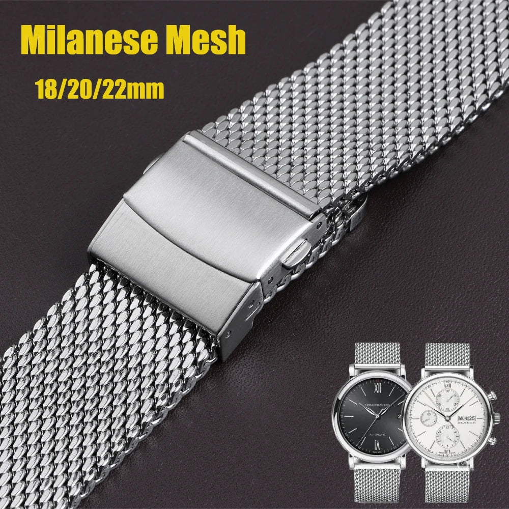 Milanese Watchbands for IWC 18mm 20mm22mm Watch Band for Seiko Strap 1.0mm 0.6mmshark Mesh Bracelet Stainless Steel Wristband