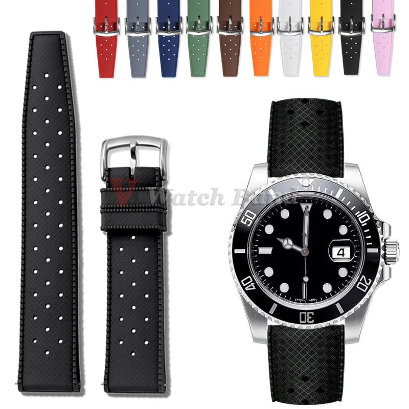 For Fossil for Seiko Bands 18/20/22mm Premium Grade Tropical Rubber Watch Strap for Oris for Omega for S-eiko SKX007 Watch Bands