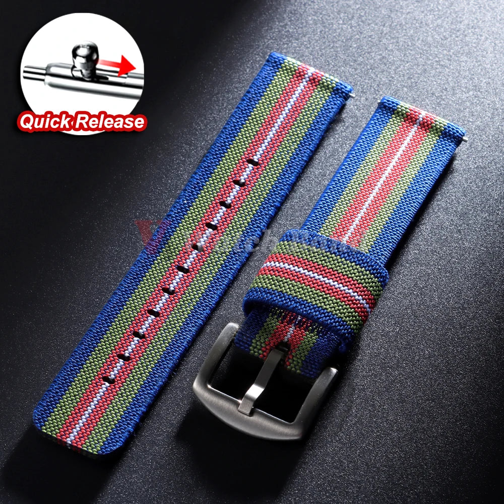 Elastic Strap Nylon Watch Band 20mm 22mm for Omega Army Woven for Seiko Wristband Quick Release Military Men's Sport Watch Band