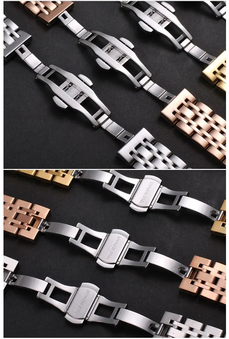 16/18/19/20/21/22/24mm Solid Stainless Steel Watch Band for TISSOT Butterfly Buckle 304L Metal Wrist Strap for Omega for Seiko