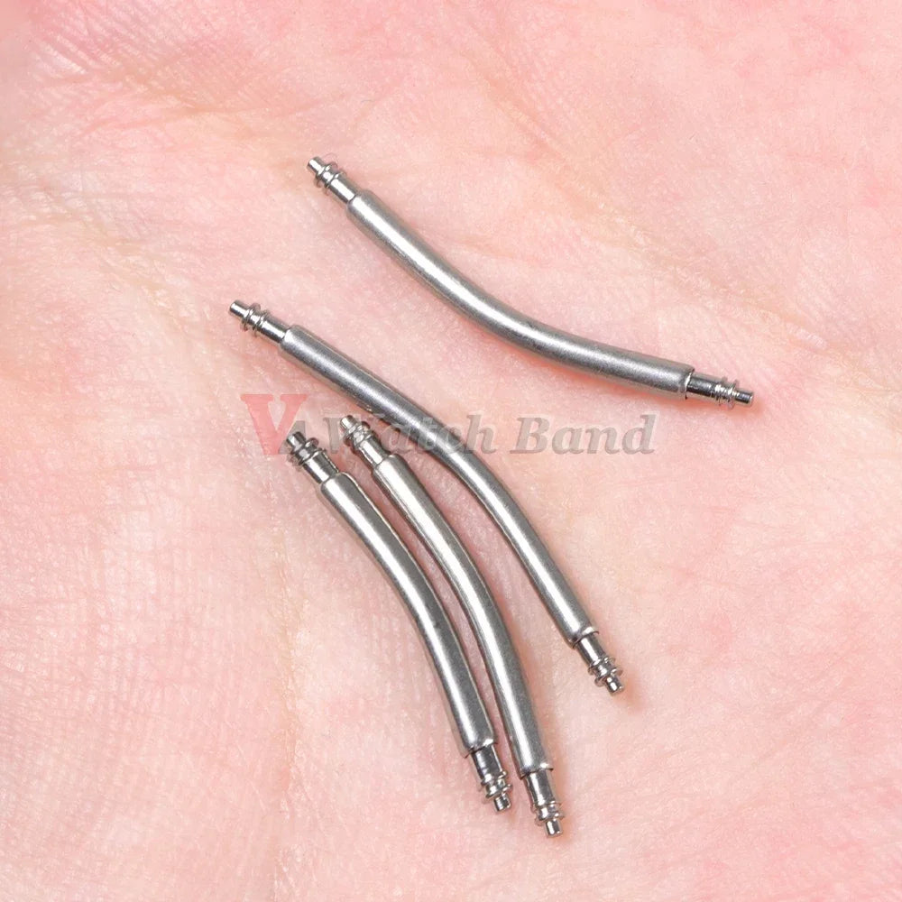10pcs Curved End Spring Bar Dia 1.5mm 1.8mm Watch Strap Link Pins 18mm 20mm 22mm 24mm for Smart Watch Curved Band with Tool