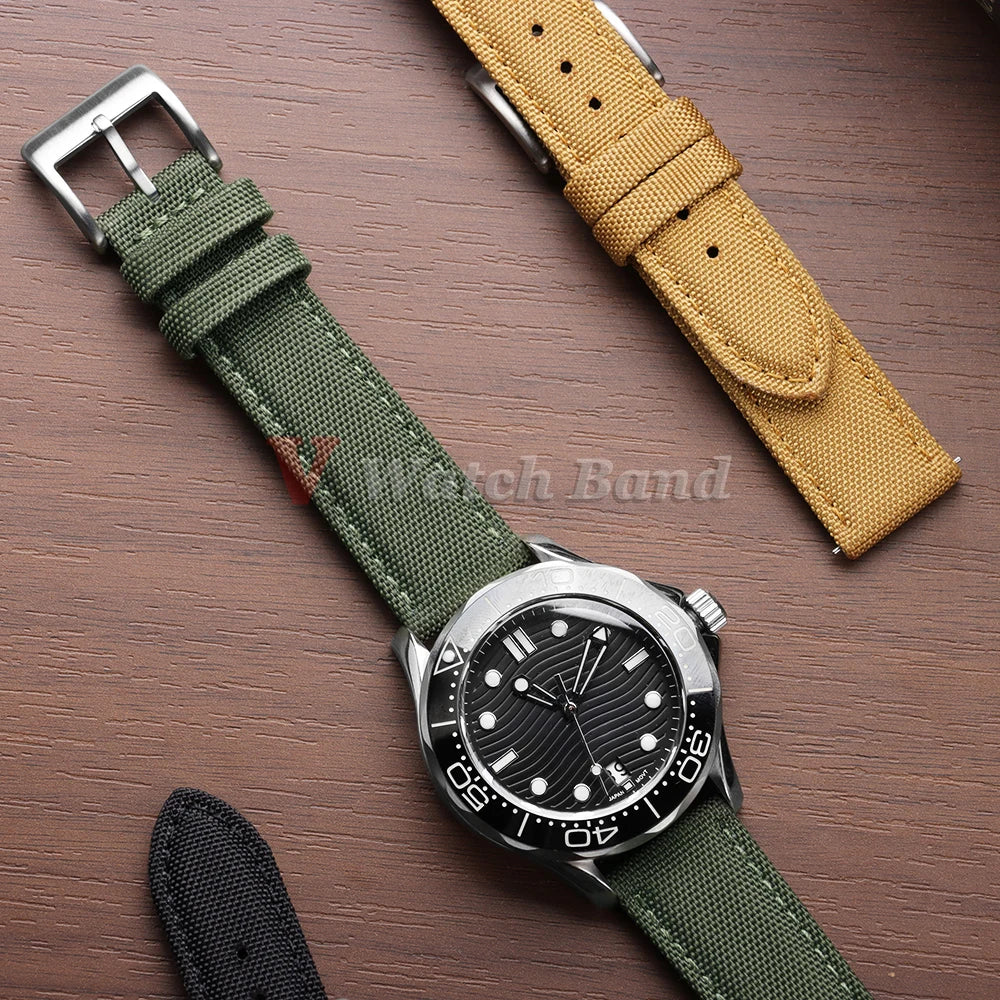 Nylon Watch Band for Seiko Army Military Canvas Woven Nylon Strap 20mm 22mm Quick Release Wristband Men's Sport Watch Bands