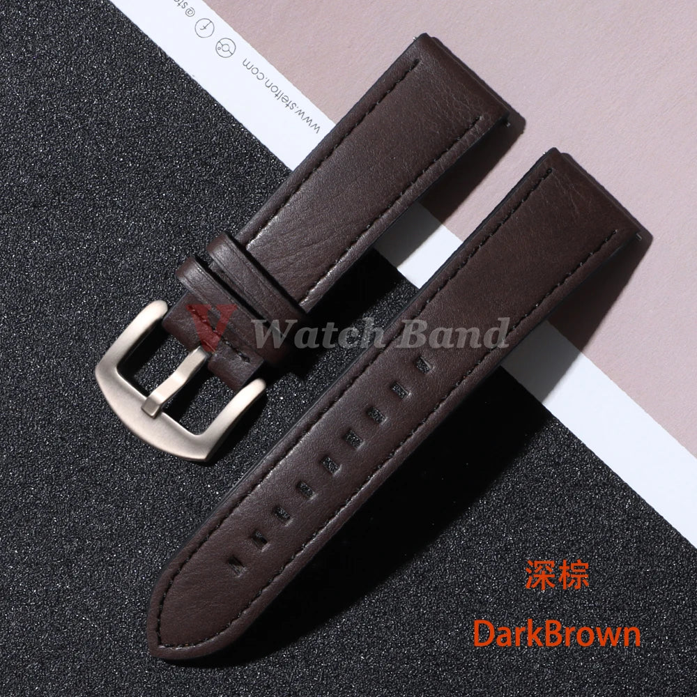 20mm 22mm Leather Strap for Samsung Galaxy Watch 6 5 4 40mm 44mm Gear Band Vintage Bracelet for Xiaomi Redmi Watch 3 Lite/Active