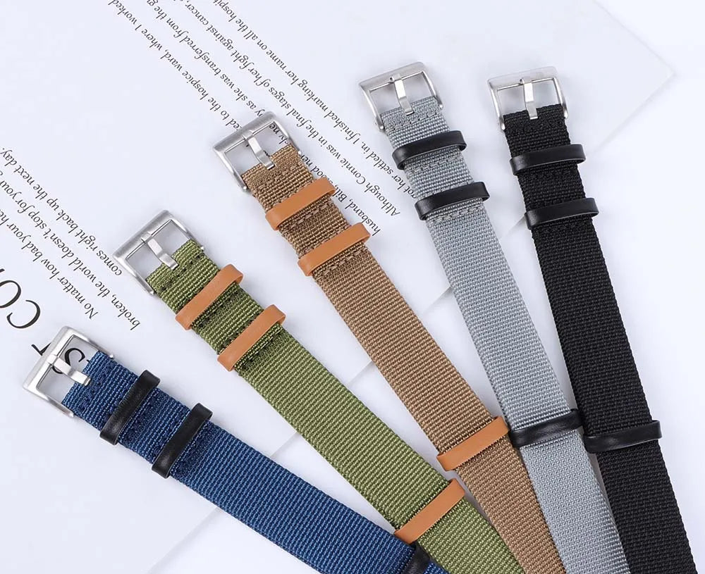 Woven Nylon Geniune Leather Strap for Hamilton Khaki Wristband Men Military Sport Band for Huawei Gt2 Belt 18mm 20mm 22mm 24mm