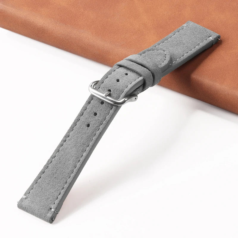 Soft Suede Retro Genuine Leather Strap for Seiko for Rolex Sport Watchband 20mm 22mm for Huawei Watch Amazfit GT2/GT3 Bracelet