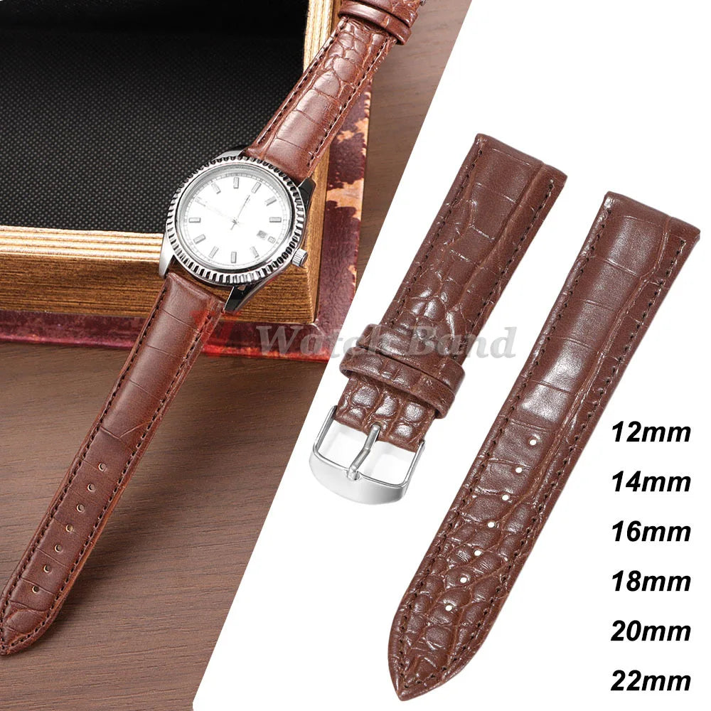 12mm 14mm 16mm 18mm 20mm 22mm Universal Replacement Watch Strap Leather Watchband for Smartwatch Men Women Watchband Accessories