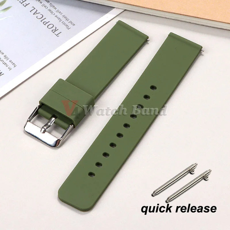 10/12/14/15/16/18/19/20/21/ 22/24mm Quick Release Silicone Strap for Samsung Galaxy Watch 3 4 5  for Huawei GT2/GT3 Smart Watch