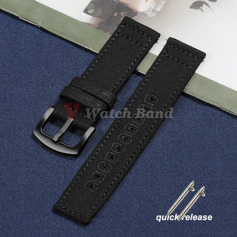 Quick Release Bracelet 18mm 20mm 22mm for Huawei Strap Braided Canvas Watch Band for Samsung Galaxy 3/4 40/44mm Classic 46/42mm