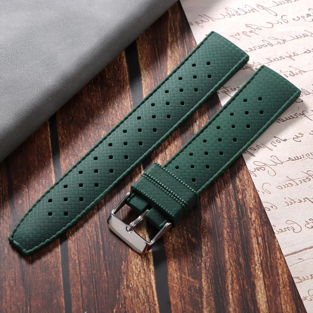 Premium Grade Tropical Rubber Watch Strap 20mm 22mm for Seiko SRP7J1 Watch Bands Diving Waterproof Strap Flat Universal Bands