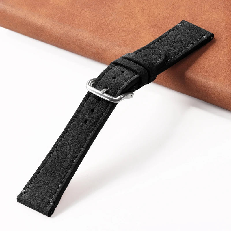 Soft Suede Retro Genuine Leather Strap for Seiko for Rolex Sport Watchband 20mm 22mm for Huawei Watch Amazfit GT2/GT3 Bracelet