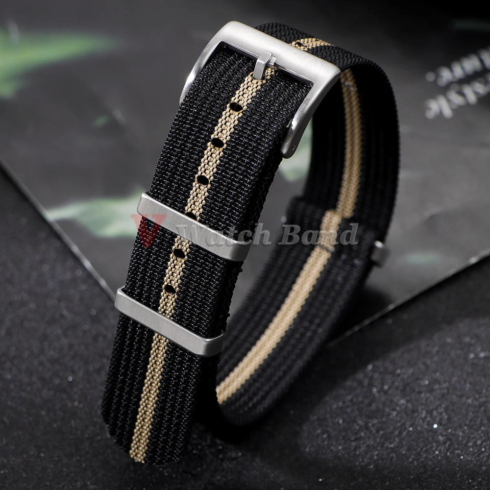 Ribbed Nylon Watch Band  for Seiko 18mm 20mm 22mm Comfortable Watch Straps Loop Military Washable Blet for Rolex Men Watchbands