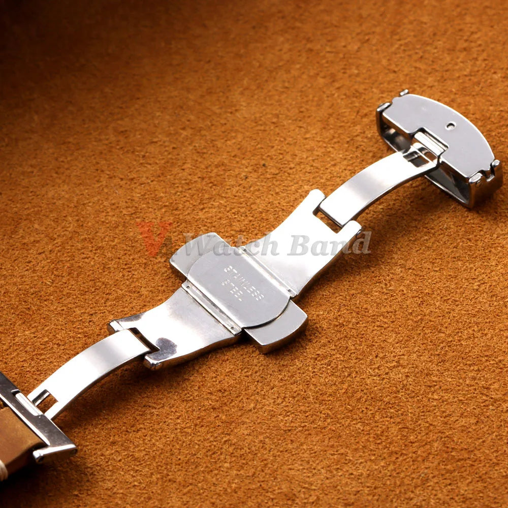 18/19/20/21/22/24mm Stitching Cowhide Strap for Omega for Wrist Bracelet for Seiko Vintage Leather Watch Band Butterfly Buckle