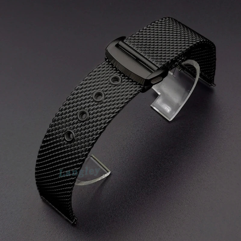 20mm 22mm Mesh Stainless Steel Watch Band for Omega 007 for Seamaster 300 Bracelet Folding Buckle Men Business Steel Metal Strap
