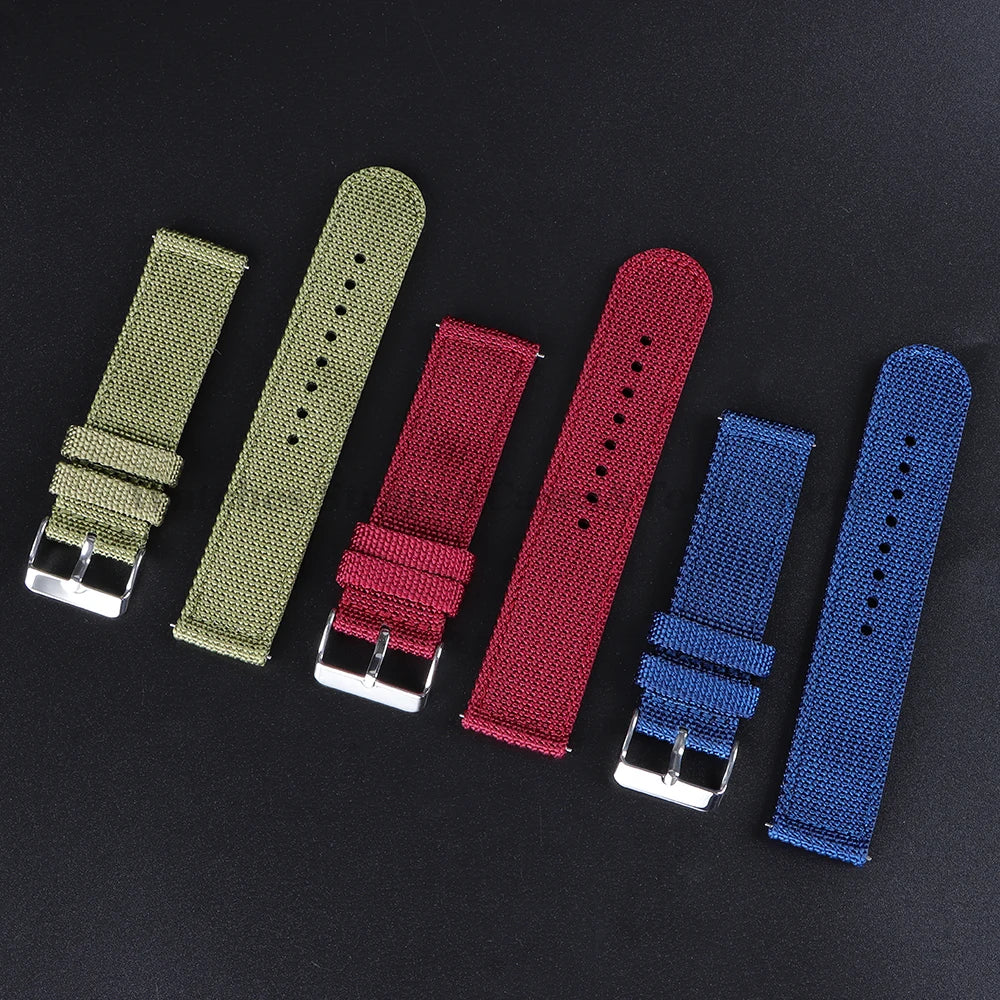 18mm 20mm 22mm 24mm Nylon Canvas Watchband Woven Soft Universal Bracelet for Seiko for Huawei Watch Men Women Quick Release Band