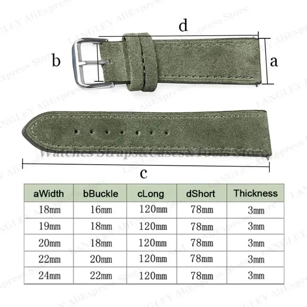 18mm 20mm 22mm Vintage Suede Leather Watchband for Samsung Galaxy Watch 5 4 3 45mm 40mm Cowhide Stitching Quick Release Bracelet