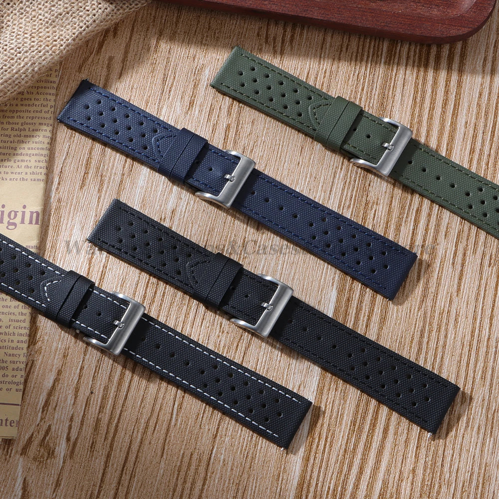 Premium Sailcloth Watch Strap for Seiko for Omega 18mm 20mm 22mm Qucik Release Fabric WatchBand Butterfly Buckle for HuaweiWatch