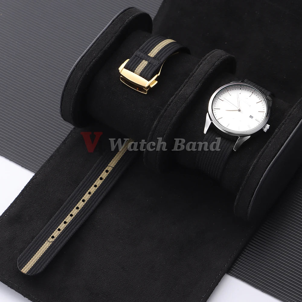 Black Gold Buckle Watch Band 20mm Men's Army Sports Breathable Braided Nylon Strap for Seiko Fabric Bracelet Wristbelt for Omega