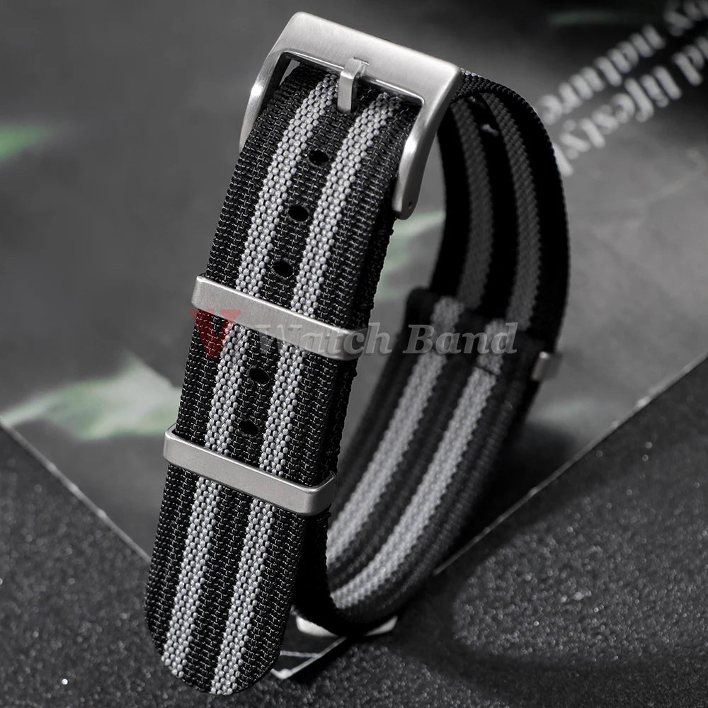 Ribbed Nylon Watch Band  for Seiko 18mm 20mm 22mm Comfortable Watch Straps Loop Military Washable Blet for Rolex Men Watchbands