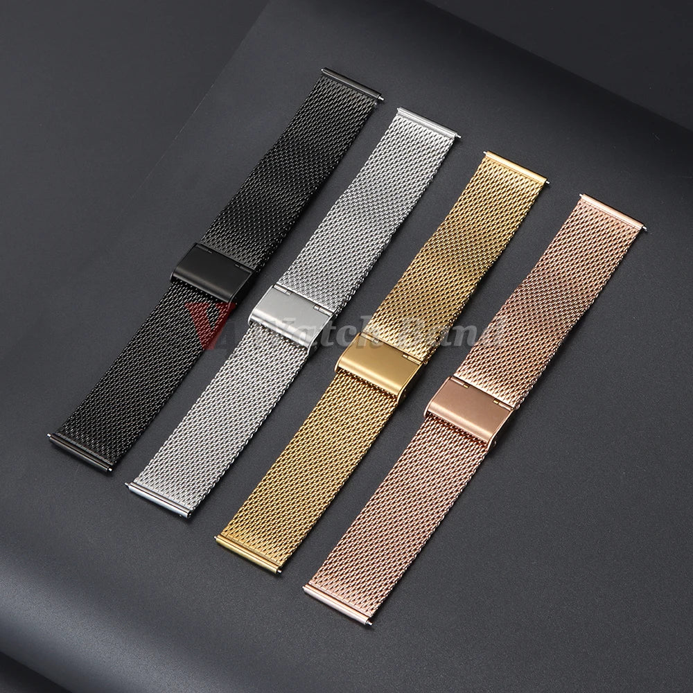 0.8 Mesh Milanese Stainless Steel Strap 18mm 20mm 22mm for DW 2mm Thickness Wire Strap Adjustable Length Watch Accessories