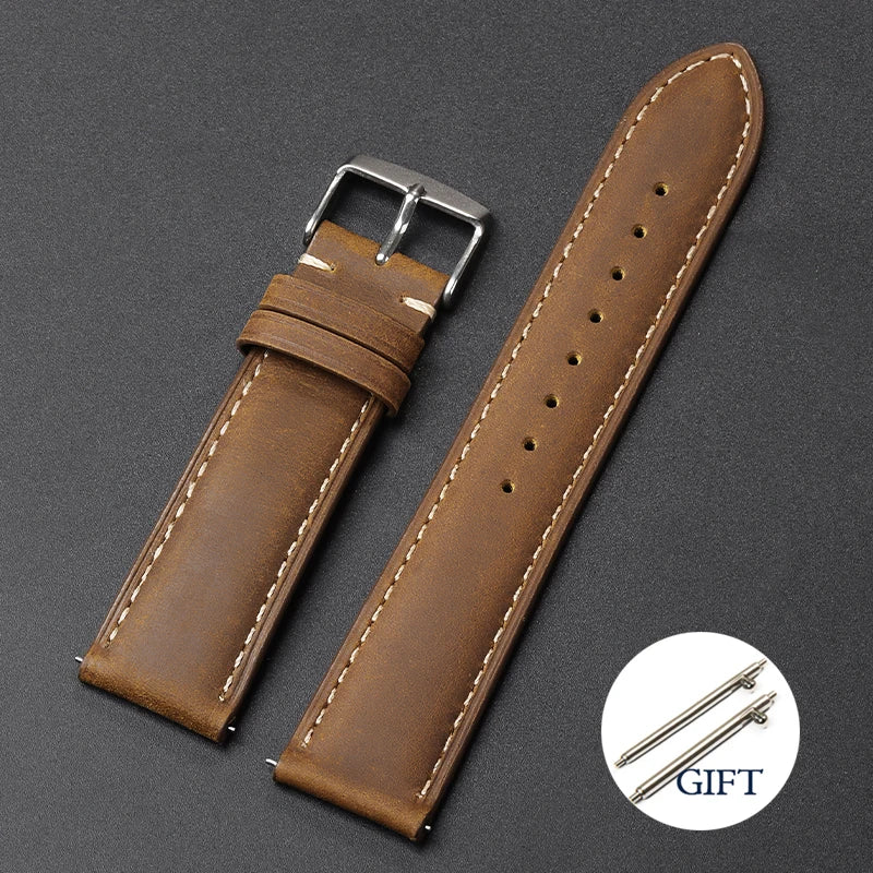 Vintage Matte Strap for Seiko Genuine Leather Watchband 18mm 20mm 22mm for Omega Women Men Sport Wristband Blue Brown Bracelet