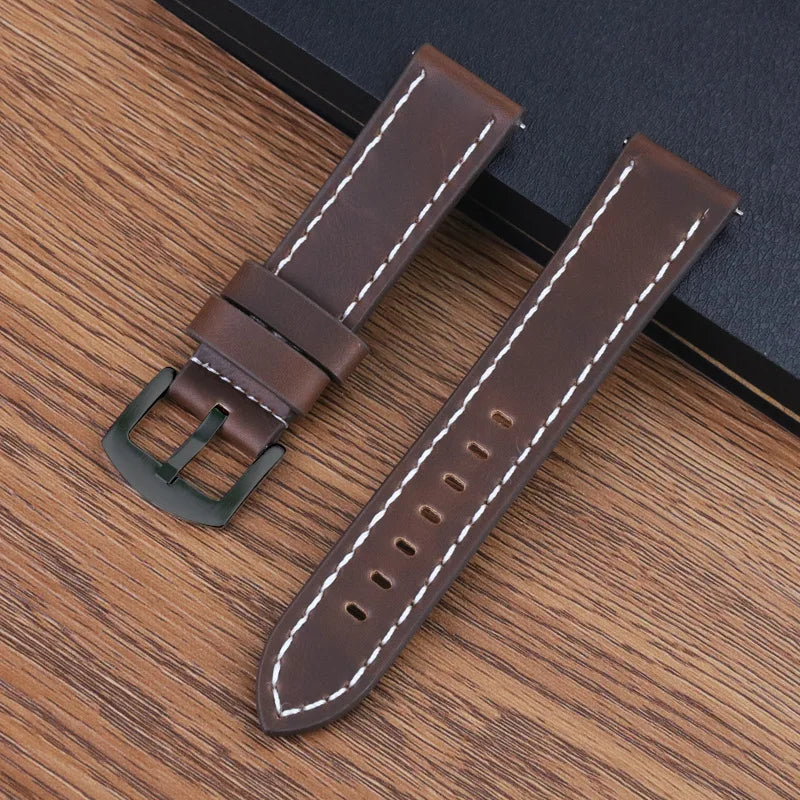 18mm 20mm 22mm 24mm Vintage PU Leather Strap Quick Release Universal Cowhide Watch Band Bracelet Sport Wristbelt Accessories