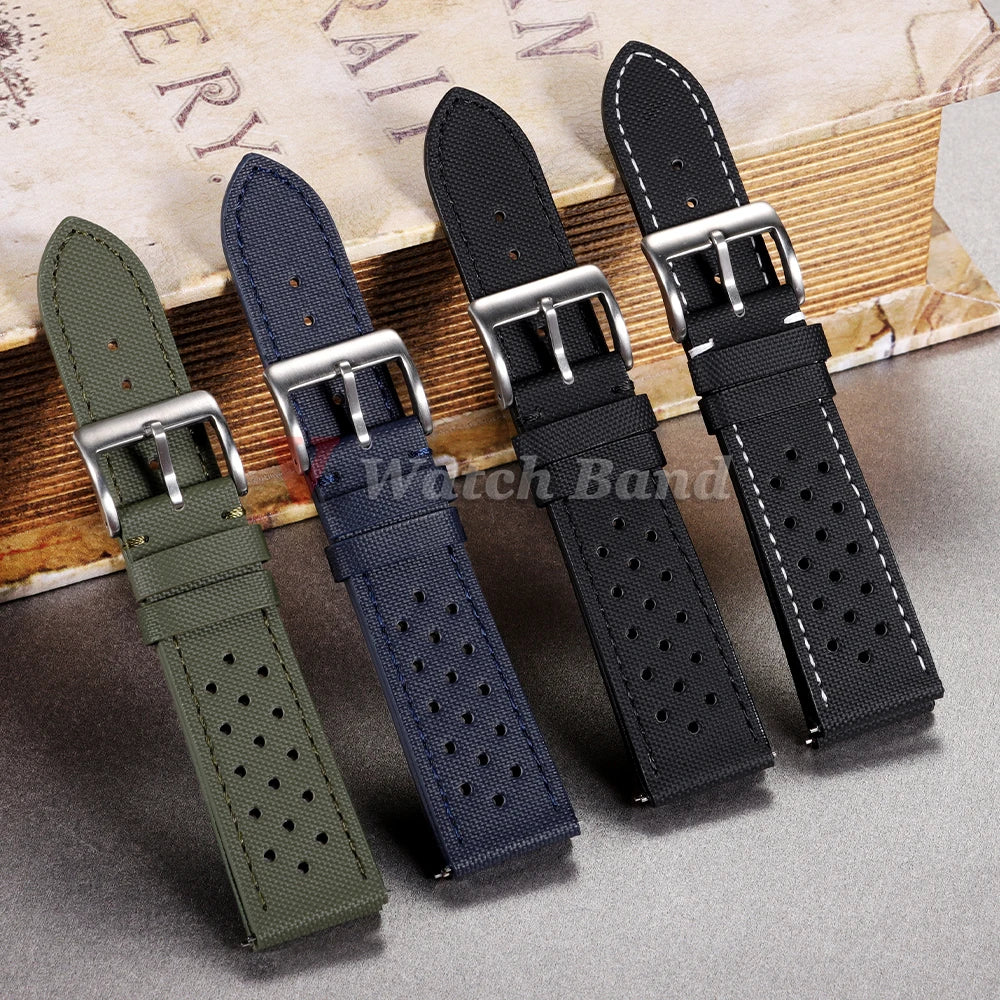 Waterproof Sailcloth Watch Strap for Rolex Two-Sided Nylon Watchband for Omega 18mm 20mm 22mm Quick Release Sport Wristband Belt