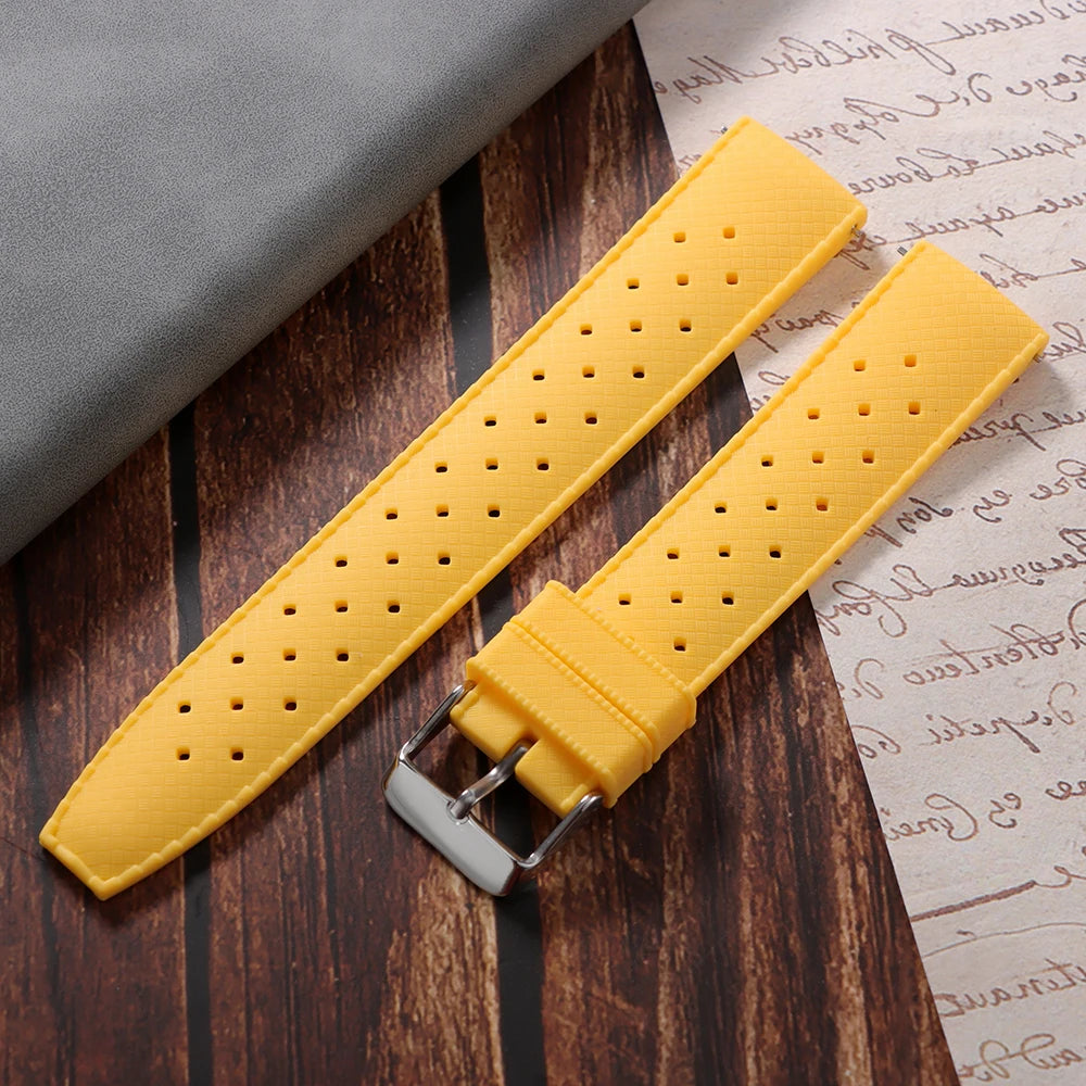 Premium Grade Tropical Rubber Watch Strap 20mm 22mm for Seiko SRP7J1 Watch Bands Diving Waterproof Strap Flat Universal Bands