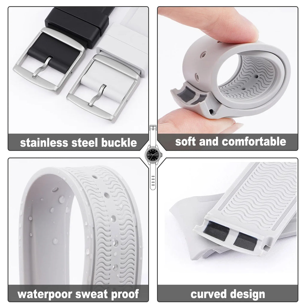 New 20mm for Moonswatch Rubber Watch Strap Curved End For Omega Joint Constellation Watchband Men Waterproof Sports Watch Band