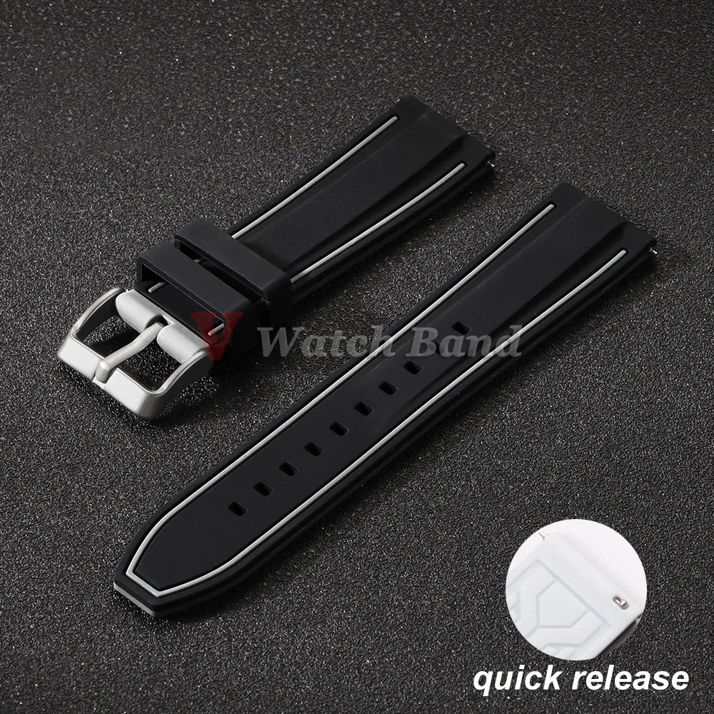 Silicone Watch Band 20mm 22mm 24mm Soft Quick Release Rubber Watch Straps for Samsung Galaxy for Garmin for Huawei Watch