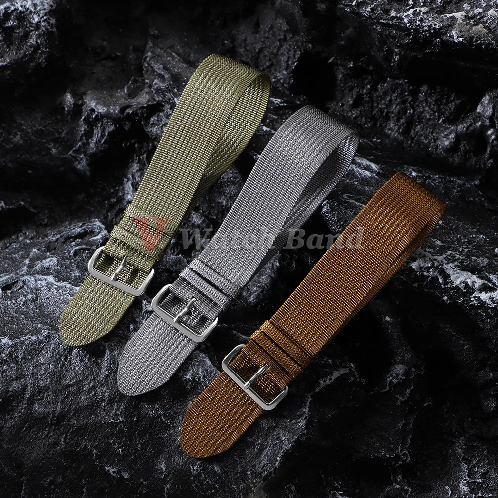 20mm 22mm Ribbed Nylon Strap Fabric Replacement Universal Bracelet Watchband Straps Loop Military Nylon Watch Band Accessories