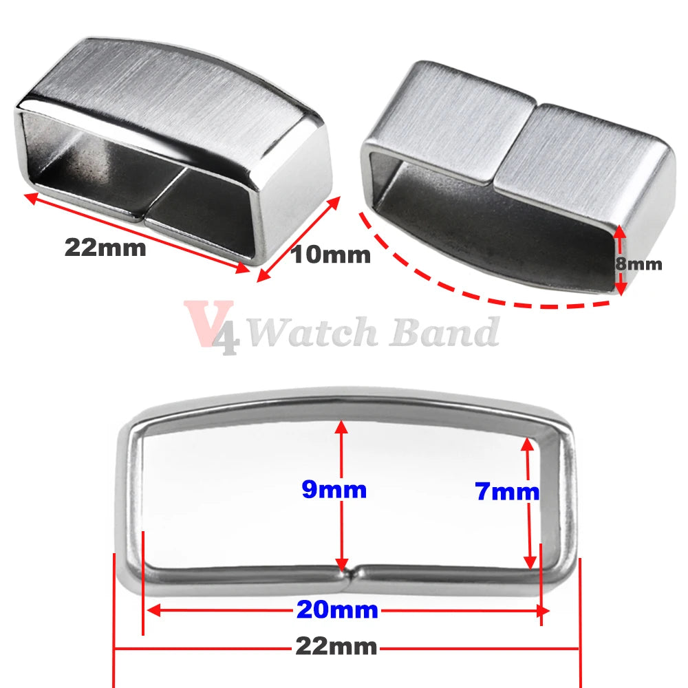 Stainless Steel Watch Buckle Ring for Seiko Band Heighten Keeper Metal Loop Holder 18mm 20mm Silver Pin Clasp Watch Acessories