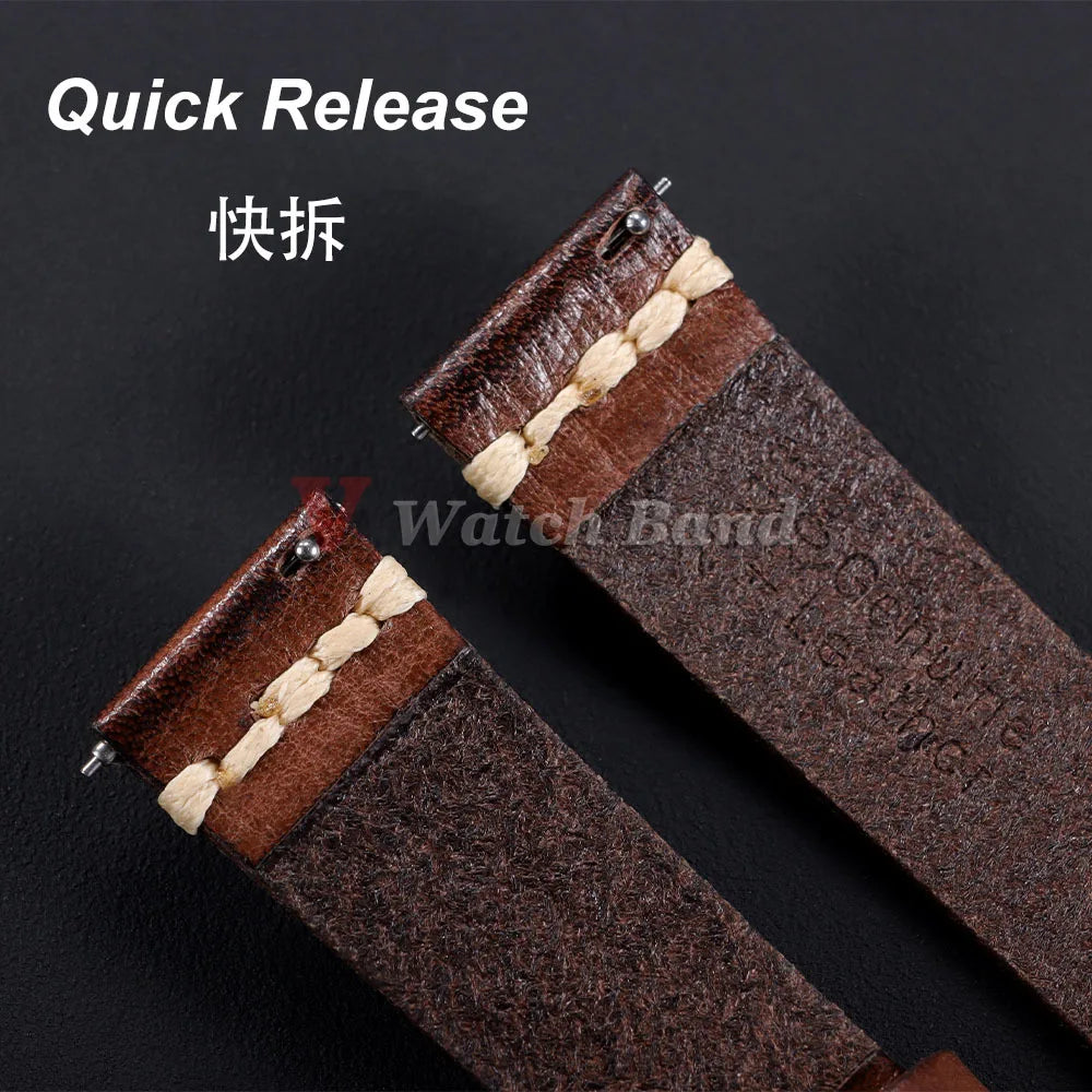Stitching Calfskin Watch Strap 18mm 20mm 22mm 24mm for Samsung Vintage Cowhide Watchband for Tudor for Seiko Men Wrist Bracelet
