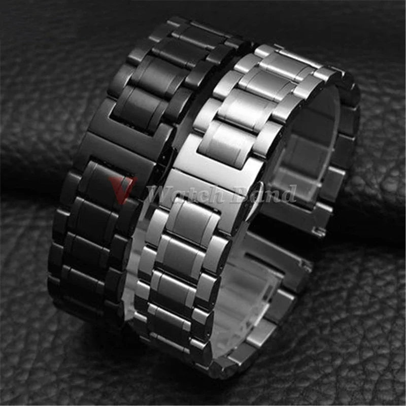 12/13/14/15/16/17/18/19/20/21/22/23/24mm Curved End Universal Strap Solid Stainless Steel Watch Bands for Tissot Butterfly Clasp