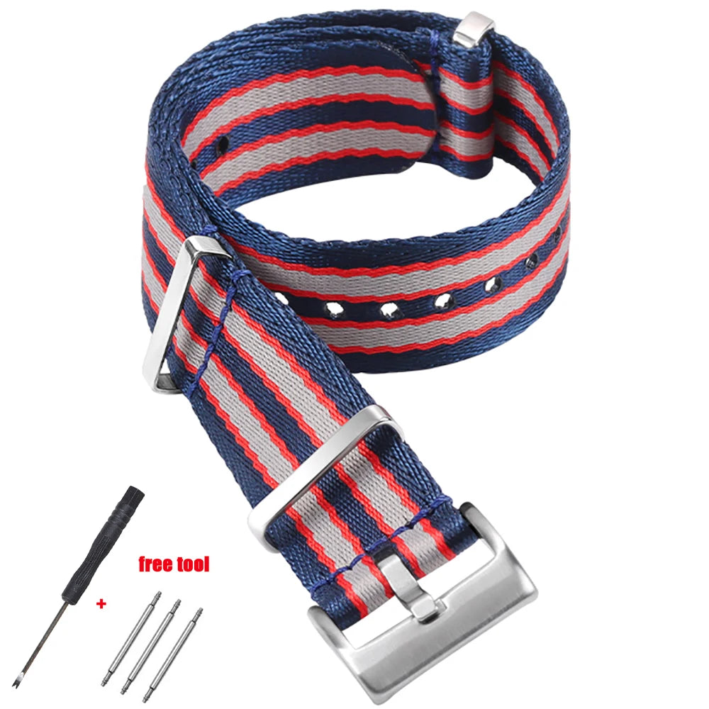 20mm Nylon Watch Strap for Omega 007 Replacement High Density Nylon Band for Rolex Premium Soft  Universal Sports Watch Band