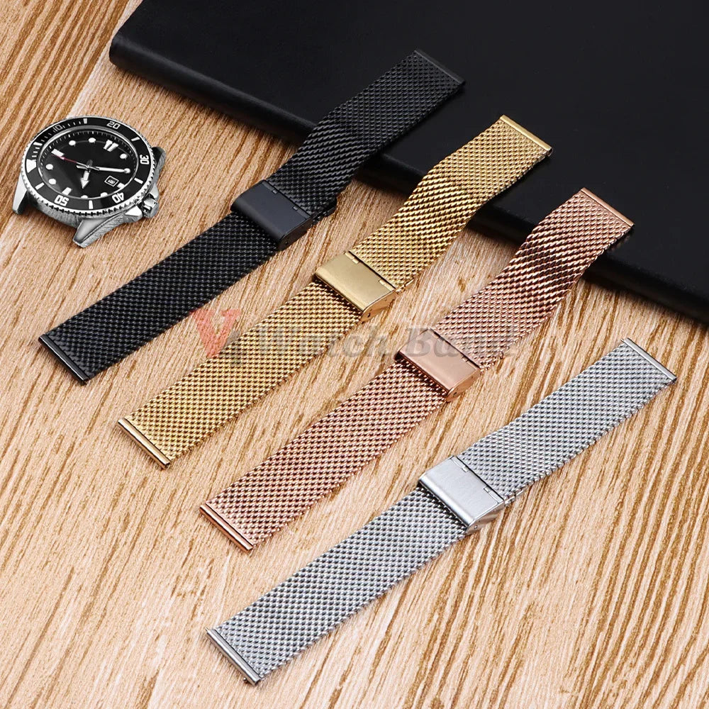 Quick Release Watch Band for DW Stainless Steel Bands for Seiko 1.0mesh Milanese Strap Universal  Wristbelt 18mm 20mm 22mm 24mm