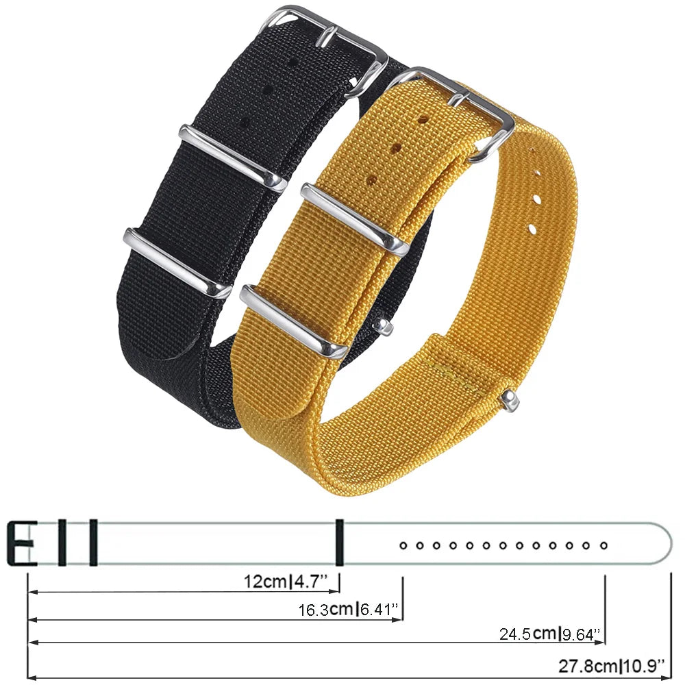 16mm 18mm 19mm 20mm 22mm 24mm Nylon Ribbed Watch Strap Band Military Casual Watchband Sport Bracelet Replacement Belt For Men