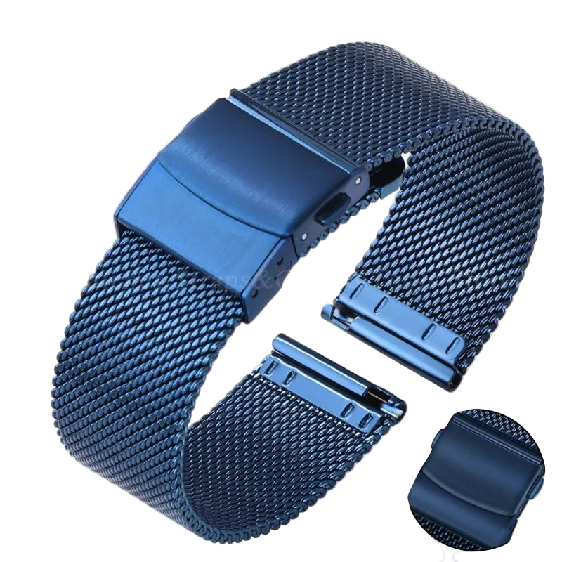 General Use Quick Release Watchband Stainless Steel Band 0.6mm Milanese Strap 12/14/16/18mm 20mm 22mm 24mm for Omega for DW Belt