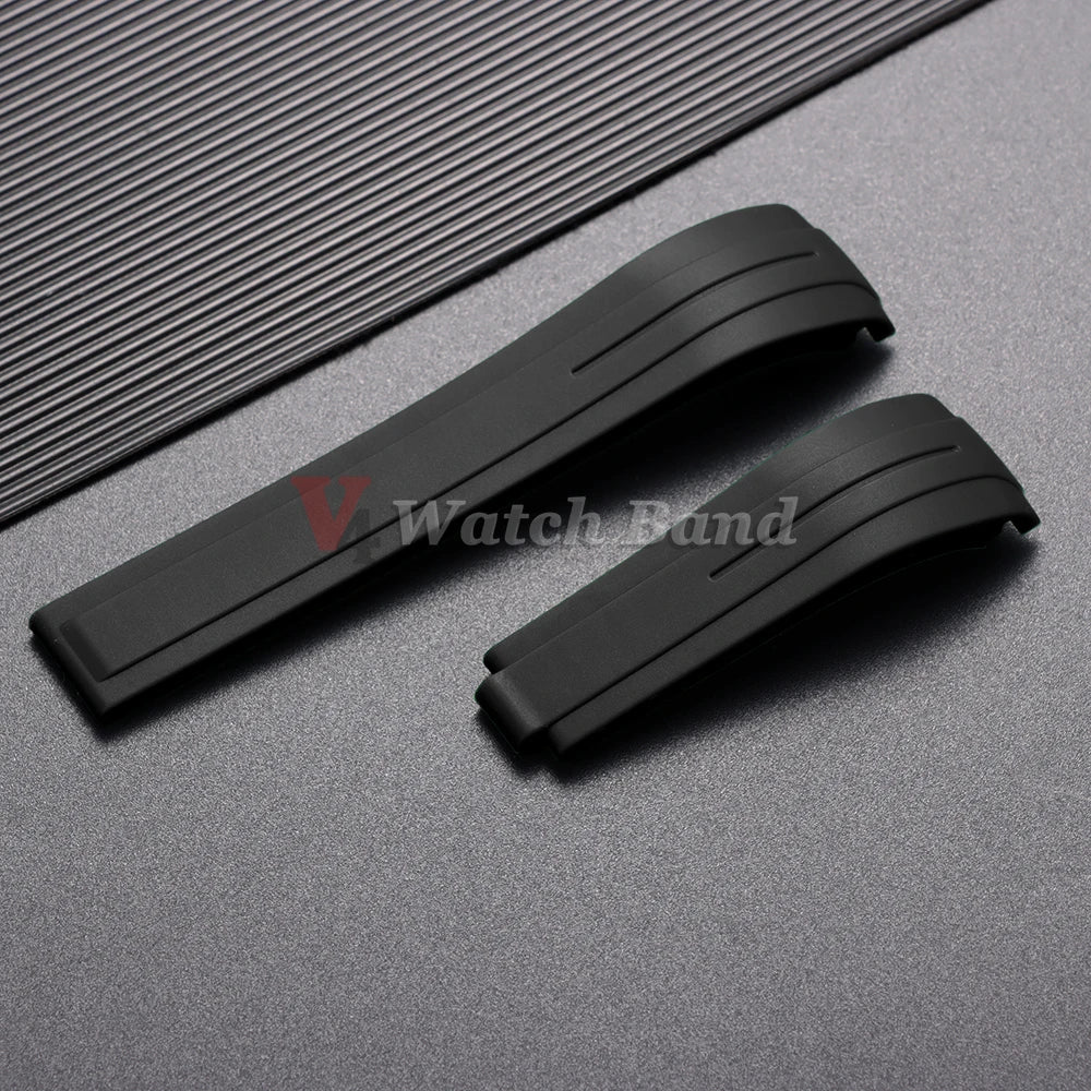 Arc Rubber Watchband 20 21mm 22mm for Rolex Daytona Yacht-Master Ultra Flexible Comfortable Silicone Curved Strap for Rolex 20mm
