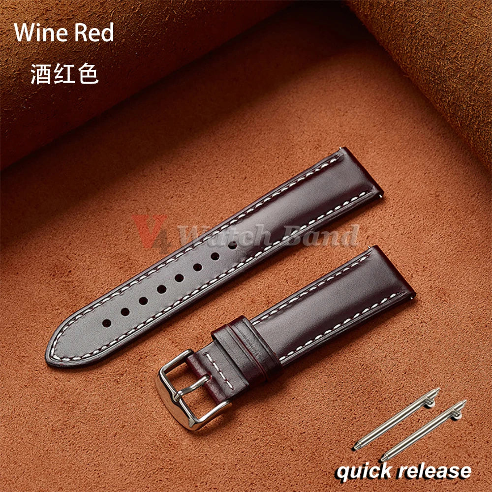 Vintage Oil Wax Strap 18mm 20mm 22mm for Omega Stitching Band for Seiko Quick Release Watch Accessories