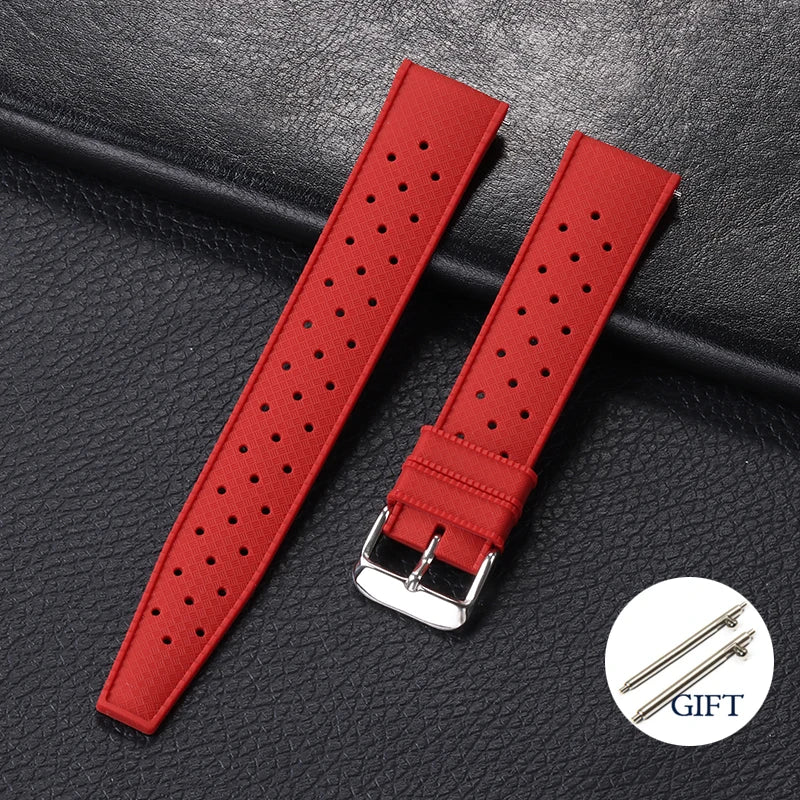 18mm 20mm 22mm Tropic Silicone Watch Strap for Fossil for Seiko Bands for Oris for Omega Replace Rubber Bracelet Quick Release