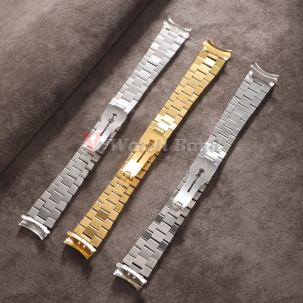 20mm Curved End Stainless Steel Strap for Rolex for Water Ghost Metal Wrist Band for Oyster Solid Bracelet Men Watch Accessories