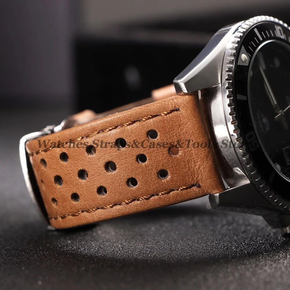 Genuine Calfskin Leather Watchband for Omega Business Wrist Band for Seiko 22mm 20mm 18mm Butterfly Buckle Breathable Men Straps