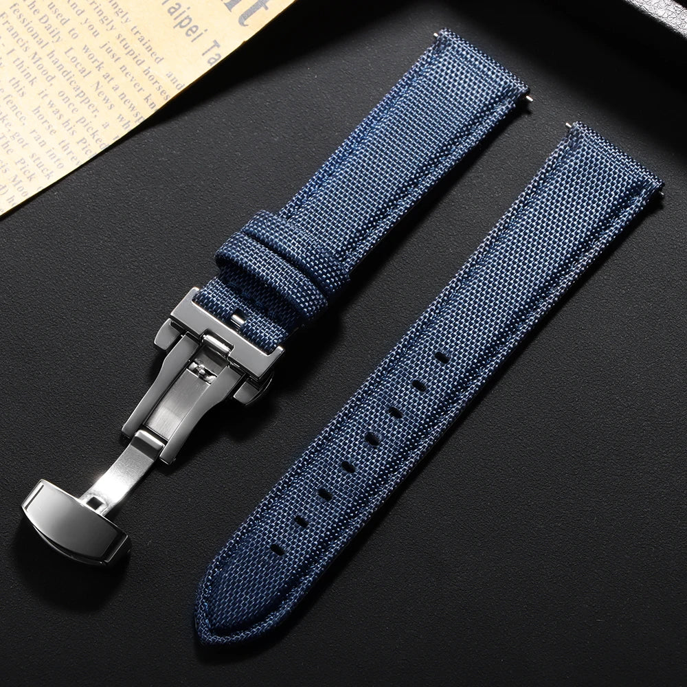 20mm 22mm Watch Strap for Omega Two-Sided Nylon Cowhide Watchband for Rolex Band Sport Wristband Quick Release Belt Accessories