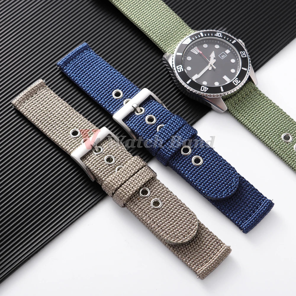 Nylon Watch Band for Seiko Army Military Canvas Woven Nylon Strap 18mm 20mm 22mmQuick Release Wristband Men's Sport Watch Bandss