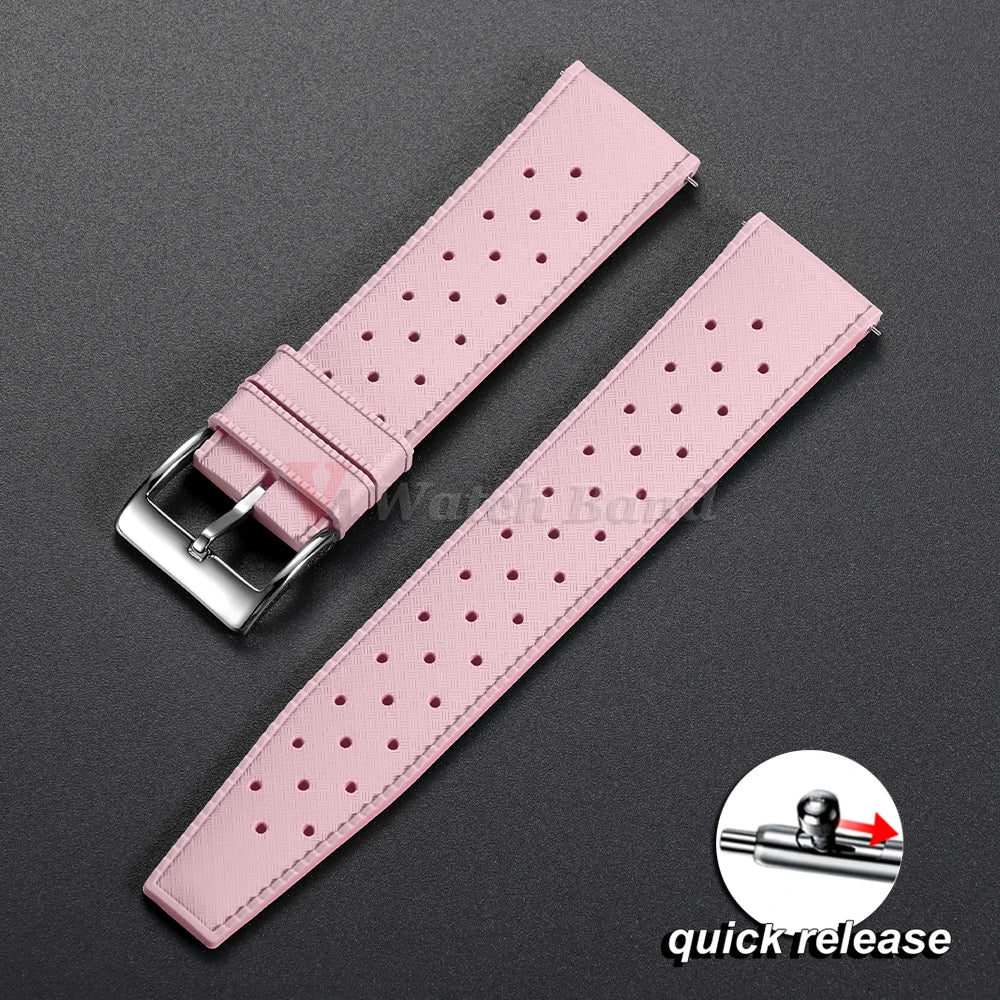 Quick Release Tropical Rubber Watch Strap 18mm 20mm 22mm for Seiko for Omega for Rolex Perfect Fit Flat End Universal Watchbands
