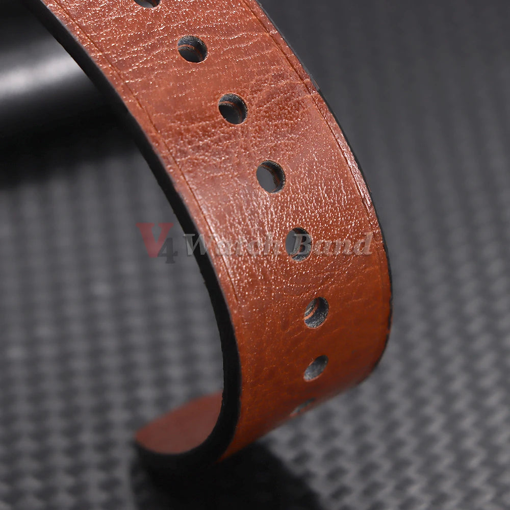 Brown Vintage Oil Wax Leather Watchband Wristband Stitching Cowhide Strap for Omega 20mm 22mm Watch Strap for Seiko Watch Band